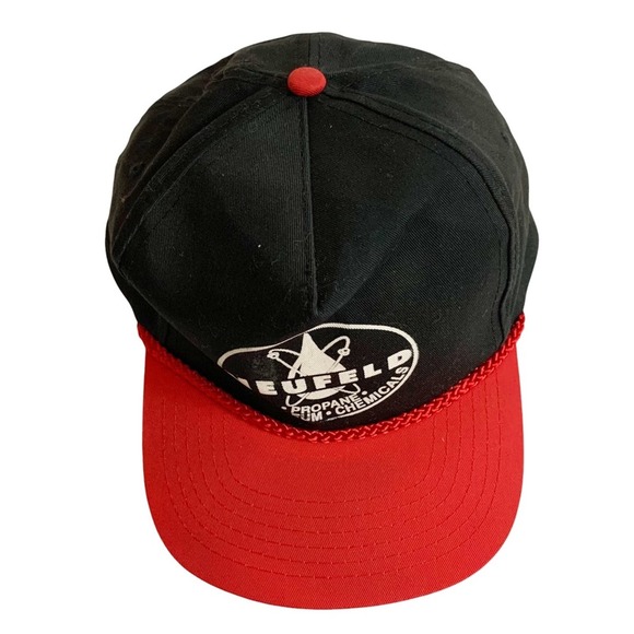 Vintage Neufeld Petroleum Propane Chemicals Trucker Hat with Braid Black Red - Picture 8 of 8